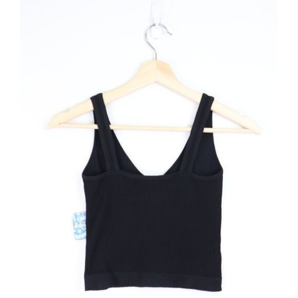 NWT Free People Solid Rib Brami Crop Cami V-Neck Tank Top Black Ribbed XS/S - Picture 6 of 9